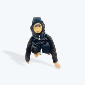 RUHOF Plush Monkey Hand Puppet Black Tuxedo Top‎ Hat Collectible